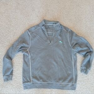 Tommy Bahama Quarter Zip Sweater in Light Gray Mens Large